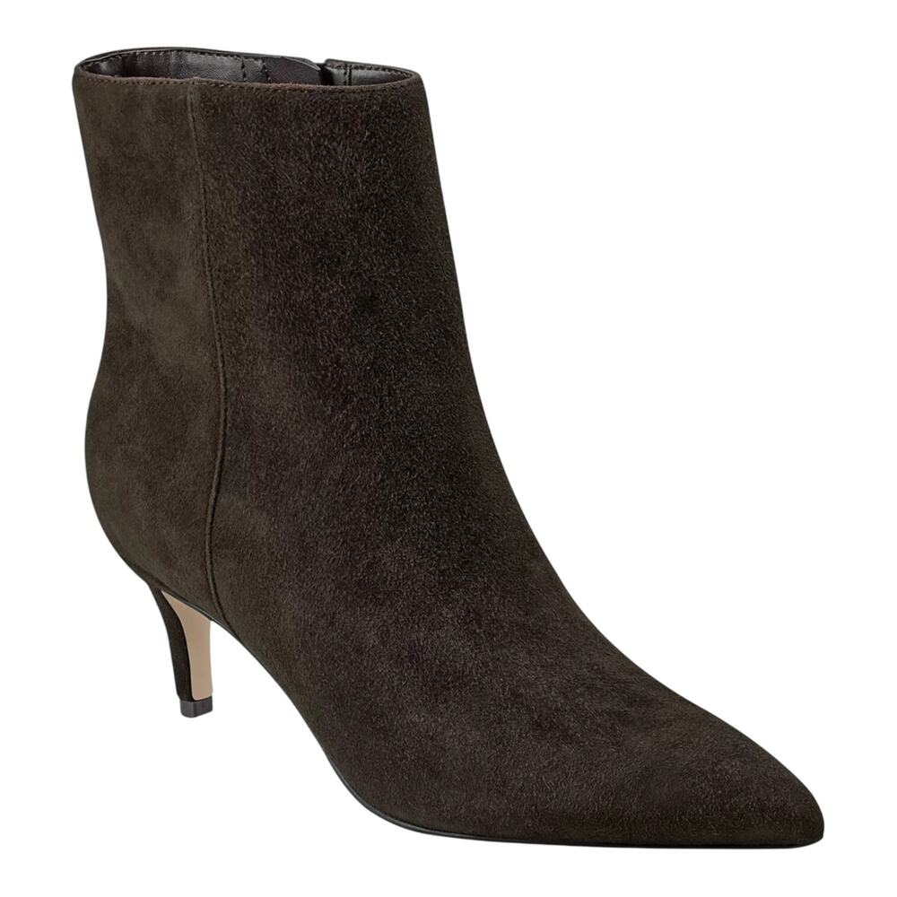 Marc Fisher Womens Glorry Suede Pointy Toe Kitten Heel Booties Dark Brown Size 8